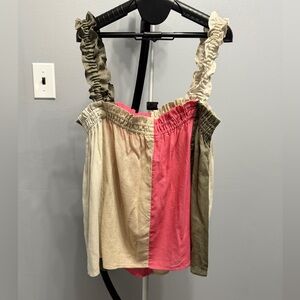 Cato Pink and Olive Colorblock Camisole